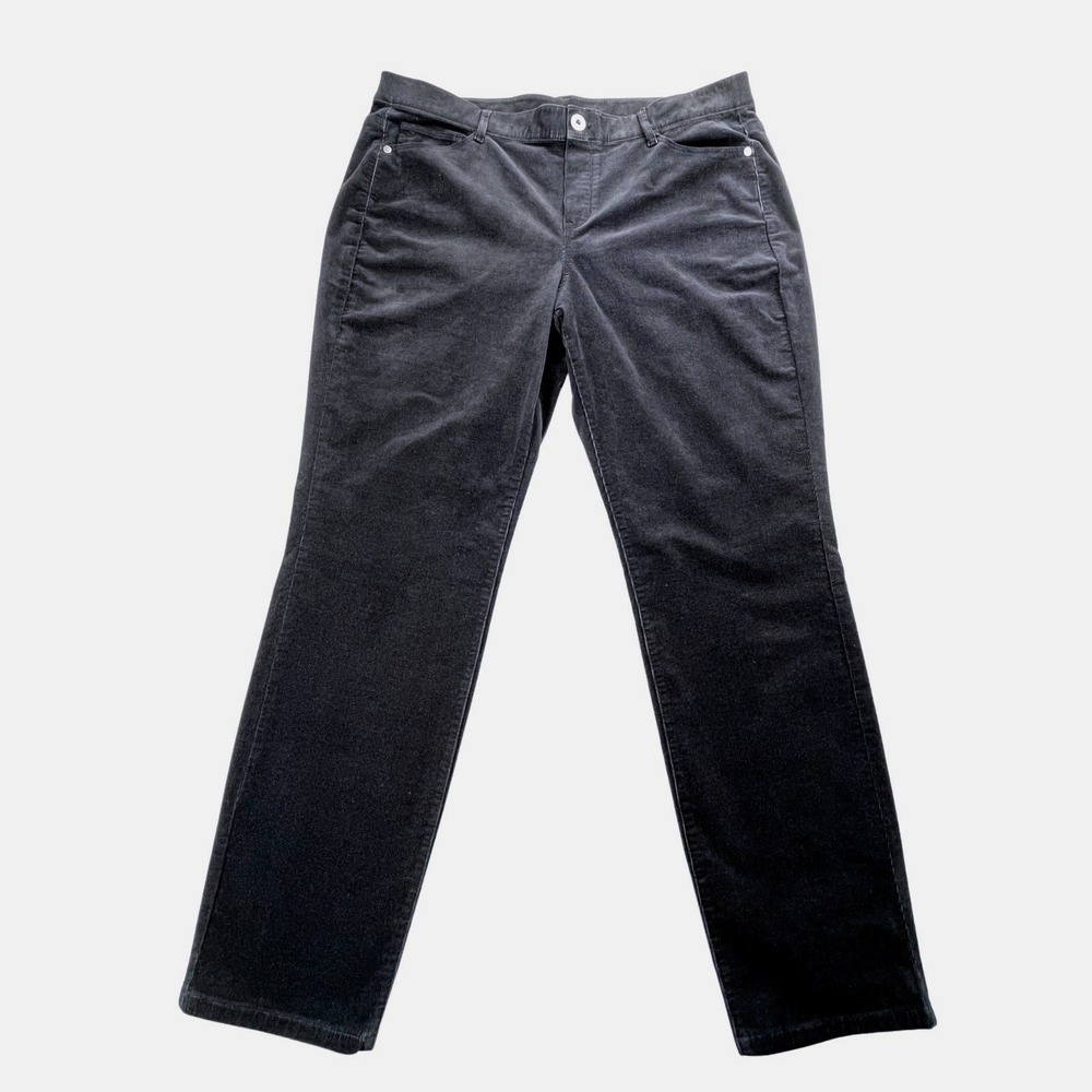 NWT J.Jill Womens Slim Fit‎ High Rise Corduroy Pull On Pants Black Minimalist